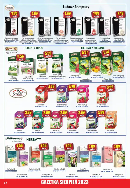 A-T - gazetka promocyjna Farmacja Zdrowa żywność od wtorku 01.08 do czwartku 31.08 - strona 22