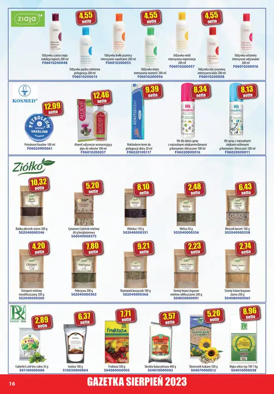A-T - gazetka promocyjna Farmacja Zdrowa żywność od wtorku 01.08 do czwartku 31.08 - strona 16