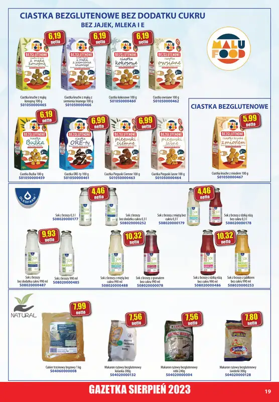 A-T - gazetka promocyjna Farmacja Zdrowa żywność od wtorku 01.08 do czwartku 31.08 - strona 19