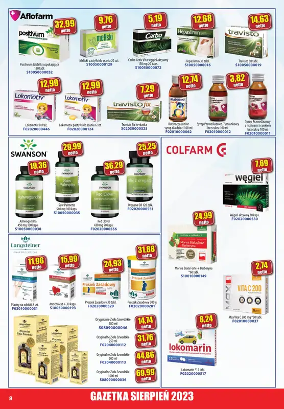 A-T - gazetka promocyjna Farmacja Zdrowa żywność od wtorku 01.08 do czwartku 31.08 - strona 8