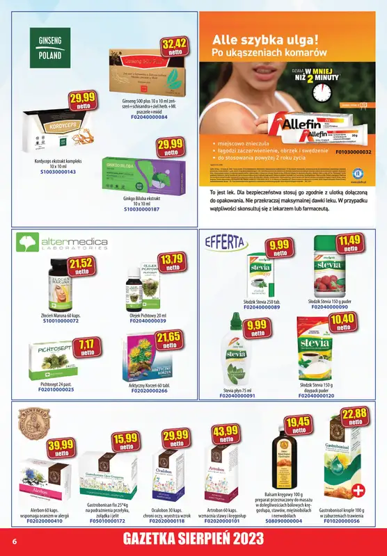 A-T - gazetka promocyjna Farmacja Zdrowa żywność od wtorku 01.08 do czwartku 31.08 - strona 6