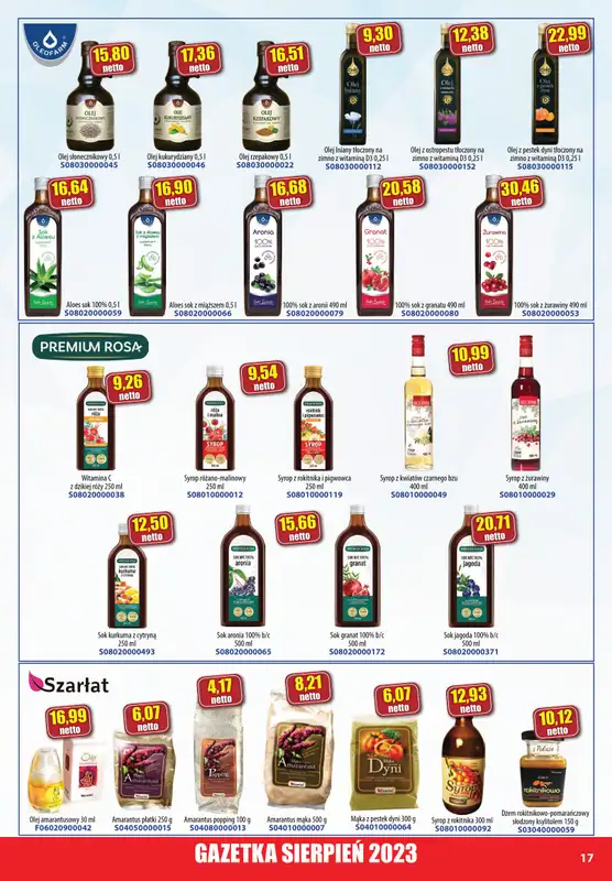 A-T - gazetka promocyjna Farmacja Zdrowa żywność od wtorku 01.08 do czwartku 31.08 - strona 17