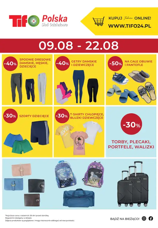 Tifo Polska Sieć Odzieżowa - gazetka promocyjna Promocja plakatowa od środy 09.08 do wtorku 22.08