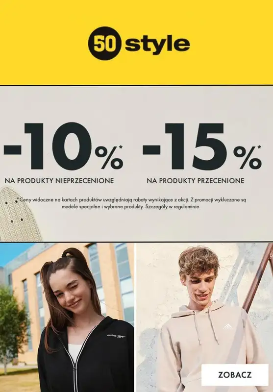 50 style - gazetka promocyjna Do -15% na zakupy od środy 06.09 do wtorku 19.09