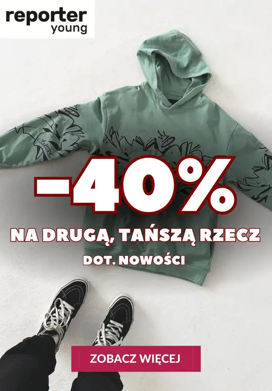 Reporter Young - gazetka promocyjna -40% na drugą, tańszą rzecz od wtorku 26.09 do środy 04.10