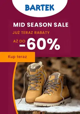 Bartek - gazetka promocyjna Do -60% Mid season sale od środy 15.11  Bartek - gazetka promocyjna Do -60% Mid season sale od środy 15.11