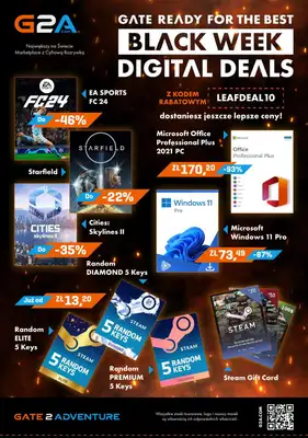 G2A.COM - gazetka promocyjna Black Week z G2A.COM! od poniedziałku 20.11 do środy 29.11 G2A.COM - gazetka promocyjna Black Week z G2A.COM! od poniedziałku 20.11 do środy 29.11