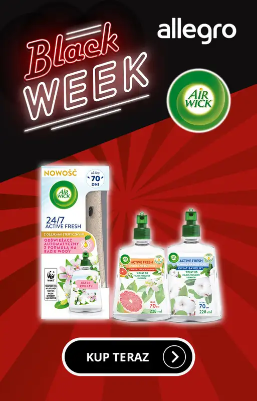 Air Wick - gazetka promocyjna Air Wick - Black Week z Allegro od czwartku 23.11 do poniedziałku 27.11