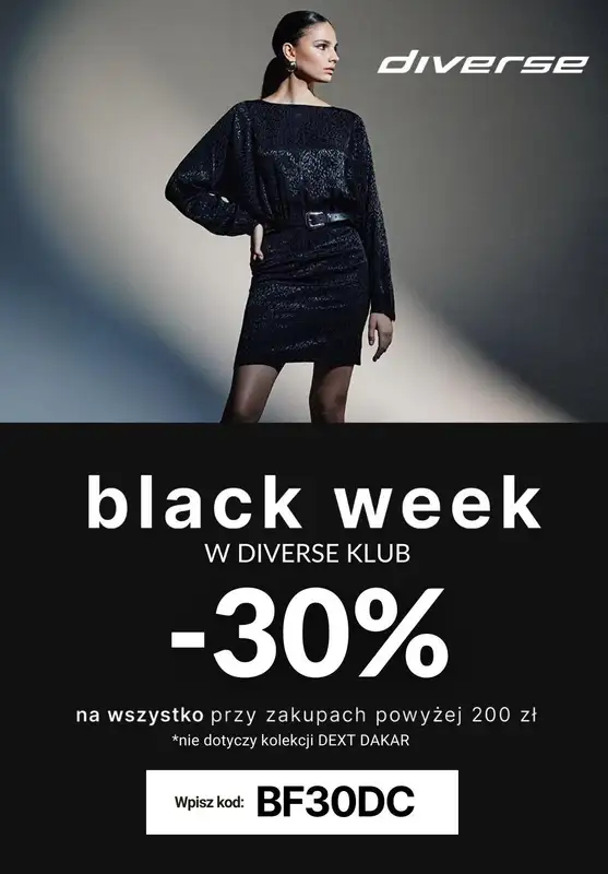Diverse - gazetka promocyjna -30% na WSZYSTKO przy zakupach za min. 200 zł od piątku 24.11 do niedzieli 26.11