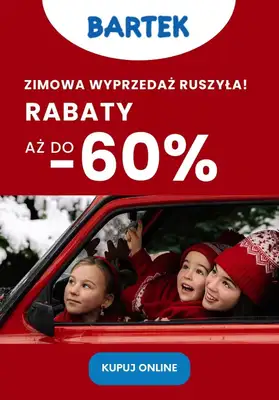 Bartek - gazetka promocyjna Do -60% ZIMOWA WYPRZEDAŻ od piątku 15.12 do piątku 22.12 Bartek - gazetka promocyjna Do -60% ZIMOWA WYPRZEDAŻ od piątku 15.12 do piątku 22.12