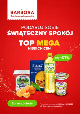 Barbora - gazetka promocyjna TOP mega niskich cen od poniedziałku 18.12 do niedzieli 24.12