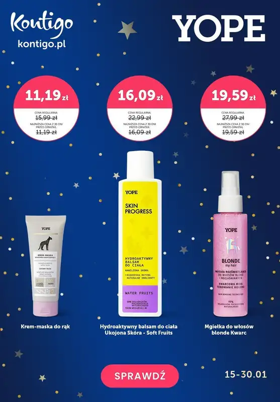 Kontigo - gazetka promocyjna Karnawałowe -40% na produkty Yope od niedzieli 21.01 do wtorku 30.01