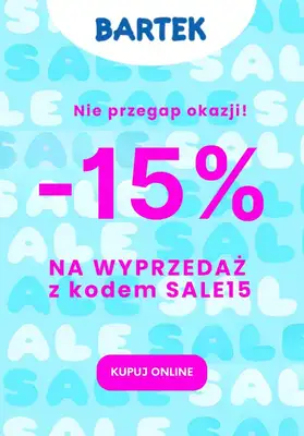 Bartek - gazetka promocyjna -15% z KODEM na wyprzedaż od czwartku 25.01  Bartek - gazetka promocyjna -15% z KODEM na wyprzedaż od czwartku 25.01