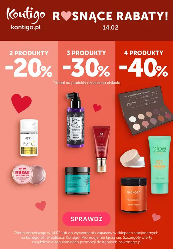 Kontigo - gazetka promocyjna Rosnące rabaty na walentynki od poniedziałku 12.02 do środy 14.02