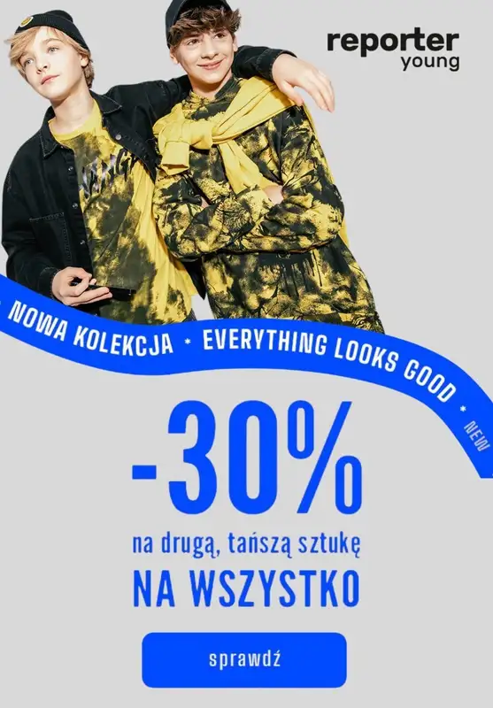 Reporter Young - gazetka promocyjna -30% na drugą, tańszą sztukę od wtorku 13.02 do środy 21.02