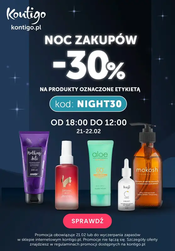Kontigo - gazetka promocyjna Noc zakupów od środy 21.02 do czwartku 22.02