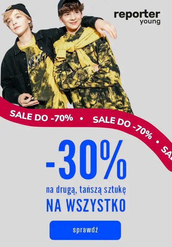 Reporter Young - gazetka promocyjna -30% na drugą, tańszą sztukę WYPRZEDAŻ od piątku 23.02 do środy 28.02