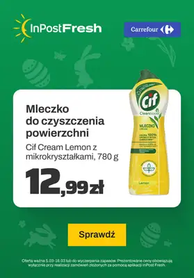InPost Fresh - zakupy online - gazetka promocyjna Mleczko do czyszczenia powierzchni od piątku 15.03 do soboty 16.03 InPost Fresh - zakupy online - gazetka promocyjna Mleczko do czyszczenia powierzchni od piątku 15.03 do soboty 16.03
