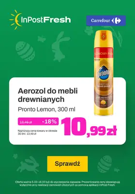 InPost Fresh - zakupy online - gazetka promocyjna Aerozol do mebli drewnianych od piątku 15.03 do soboty 16.03 InPost Fresh - zakupy online - gazetka promocyjna Aerozol do mebli drewnianych od piątku 15.03 do soboty 16.03