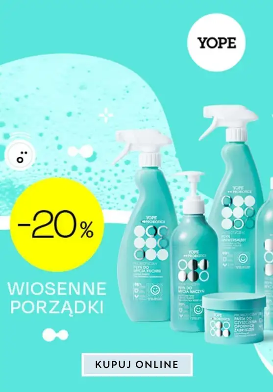 Yope - gazetka promocyjna -20% na produkty do sprzątania od czwartku 21.03 do niedzieli 31.03