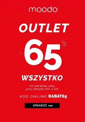 Moodo - gazetka promocyjna -65% OUTLET przy zakupie min. 2 szt. od środy 17.04 do poniedziałku 22.04 Moodo - gazetka promocyjna -65% OUTLET przy zakupie min. 2 szt. od środy 17.04 do poniedziałku 22.04