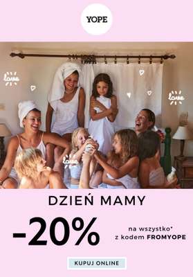 Yope - gazetka promocyjna -20% na wszystko nieprzecenione z kodem od wtorku 21.05 do niedzieli 26.05