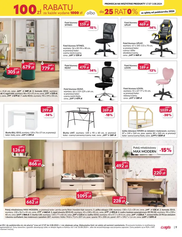 Salony Agata - gazetka promocyjna KALISZ: SALON AGATA OTWIERA SIĘ NA NOWO! Już 01.08.24! od czwartku 01.08 do soboty 10.08 - strona 9