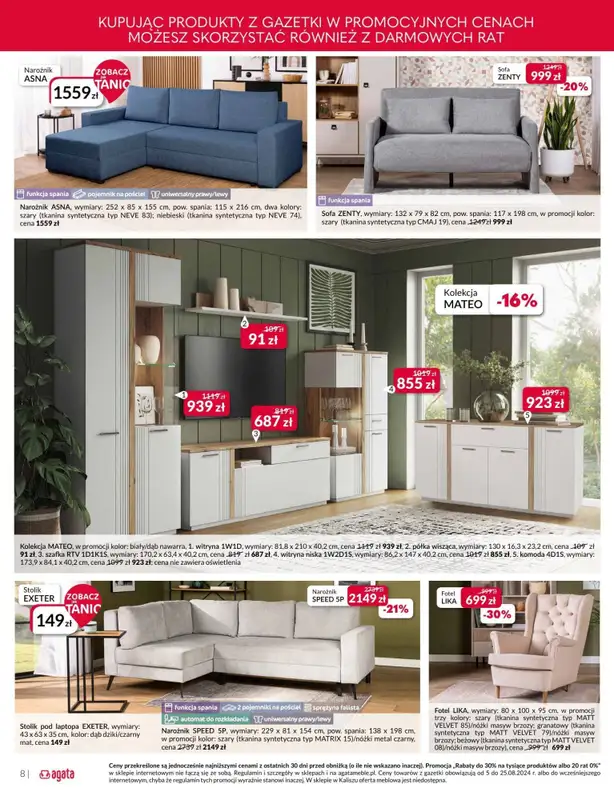 Salony Agata - gazetka promocyjna Gazetka od poniedziałku 05.08 do niedzieli 25.08 - strona 8
