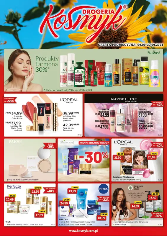 Drogeria Kosmyk - gazetka promocyjna Gazetka od poniedziałku 09.09 do poniedziałku 30.09