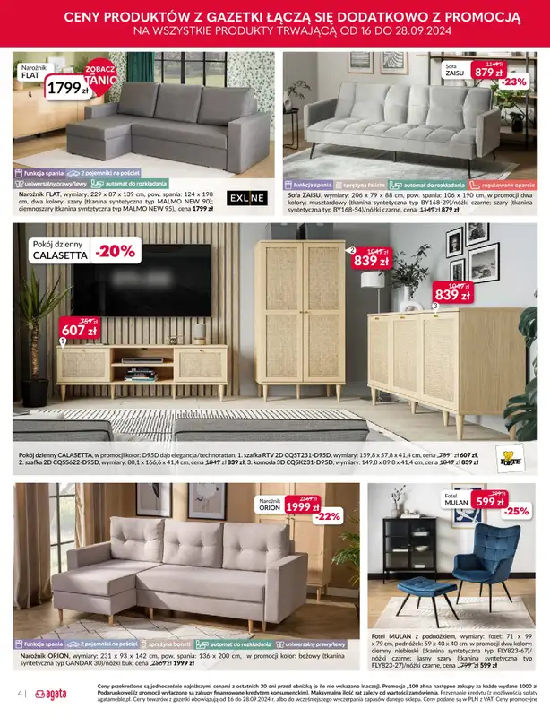 Salony Agata - gazetka promocyjna Gazetka od poniedziałku 16.09 do soboty 28.09 - strona 4