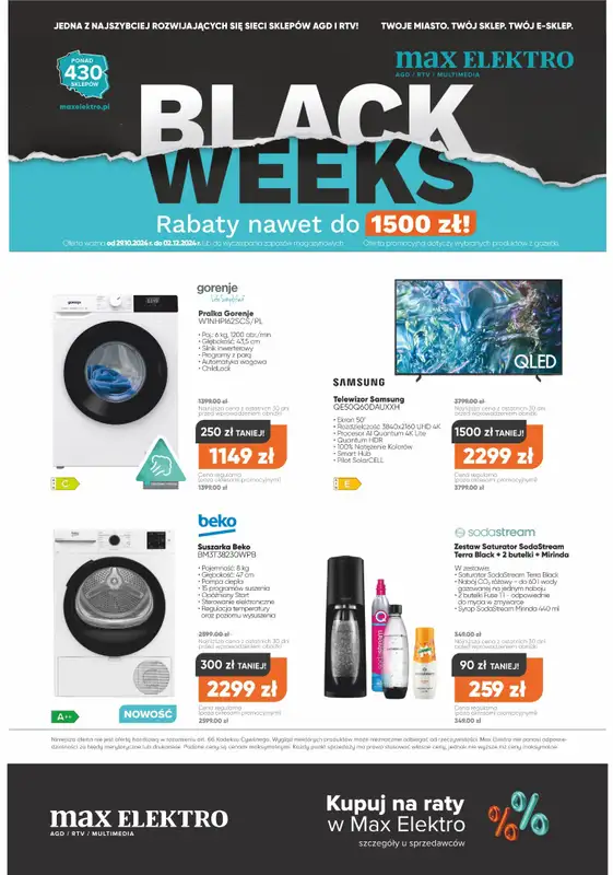 Max Elektro - gazetka promocyjna Gazetka od wtorku 29.10 do poniedziałku 02.12