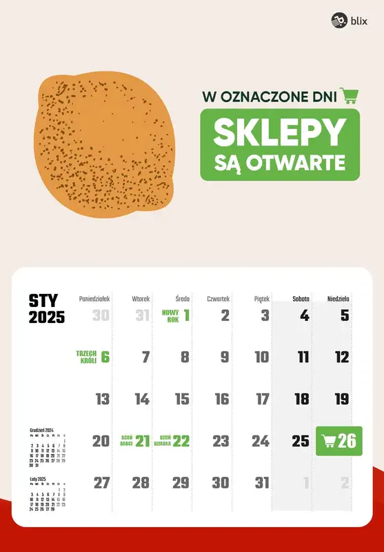 Niedziele handlowe - gazetka promocyjna Niedziele handlowe 2025  do środy 31.12