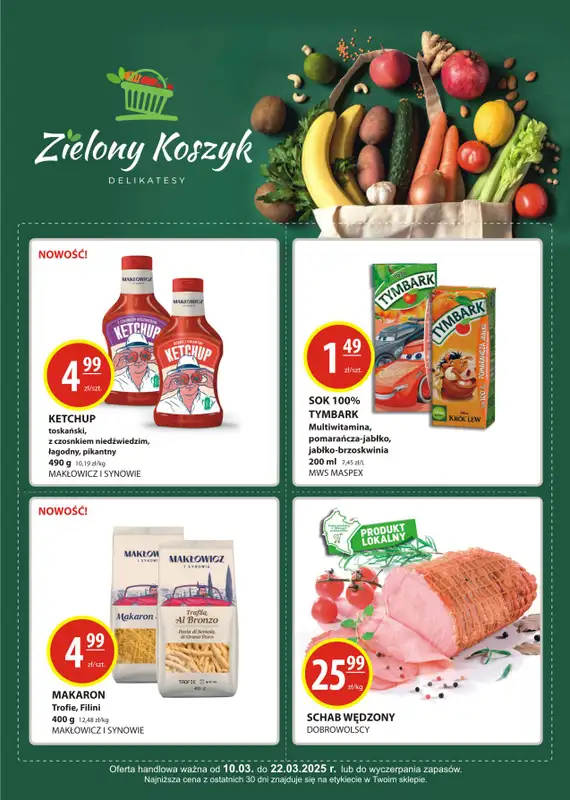 Zielony Koszyk - gazetka promocyjna Gazetka od poniedziałku 10.03 do soboty 22.03