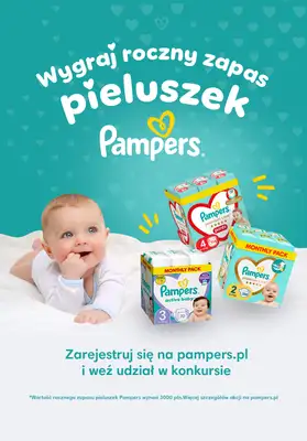Pampers - gazetka promocyjna Odbierz do 100zł zwrotu gotówki od poniedziałku 10.03 do poniedziałku 31.03  Pampers - gazetka promocyjna Odbierz do 100zł zwrotu gotówki od poniedziałku 10.03 do poniedziałku 31.03