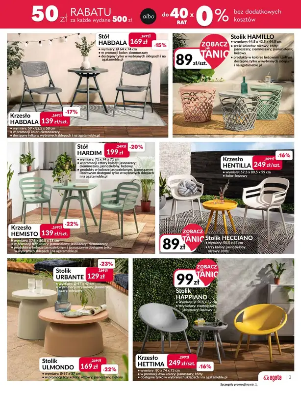 Salony Agata - gazetka promocyjna Meble ogrodowe i dodatki w jeszcze niższych cenach od środy 26.03 do niedzieli 13.04 - strona 3