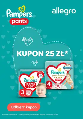 Pampers - gazetka promocyjna Kupon 25zł na pieluchomajtki od wtorku 01.04 do środy 30.04  Pampers - gazetka promocyjna Kupon 25zł na pieluchomajtki od wtorku 01.04 do środy 30.04