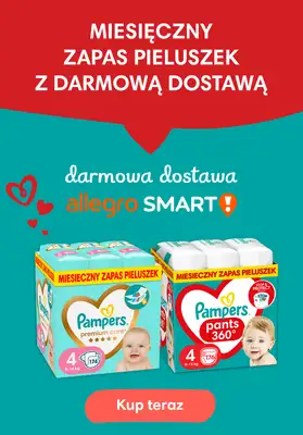 Pampers - gazetka promocyjna Kup na zapas z darmową dostawą Allegro Smart już następnego dnia od wtorku 01.04 do środy 30.04  Pampers - gazetka promocyjna Kup na zapas z darmową dostawą Allegro Smart już następnego dnia od wtorku 01.04 do środy 30.04