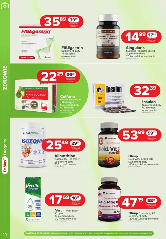 Dr.Max Drogeria - gazetka promocyjna Gazetka od wtorku 01.04 do środy 30.04 - strona 14