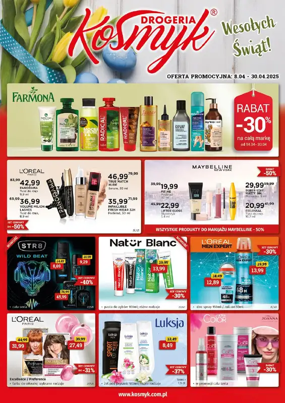 Drogeria Kosmyk - gazetka promocyjna Gazetka od wtorku 08.04 do środy 30.04