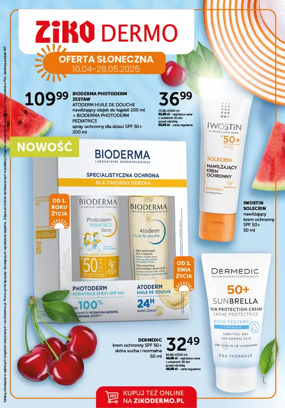 Ziko Dermo - gazetka promocyjna Gazetka Oferta słoneczna od czwartku 10.04 do środy 28.05