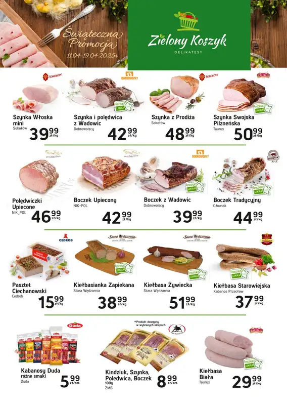 Zielony Koszyk - gazetka promocyjna Świąteczne promocje od wtorku 15.04 do soboty 19.04