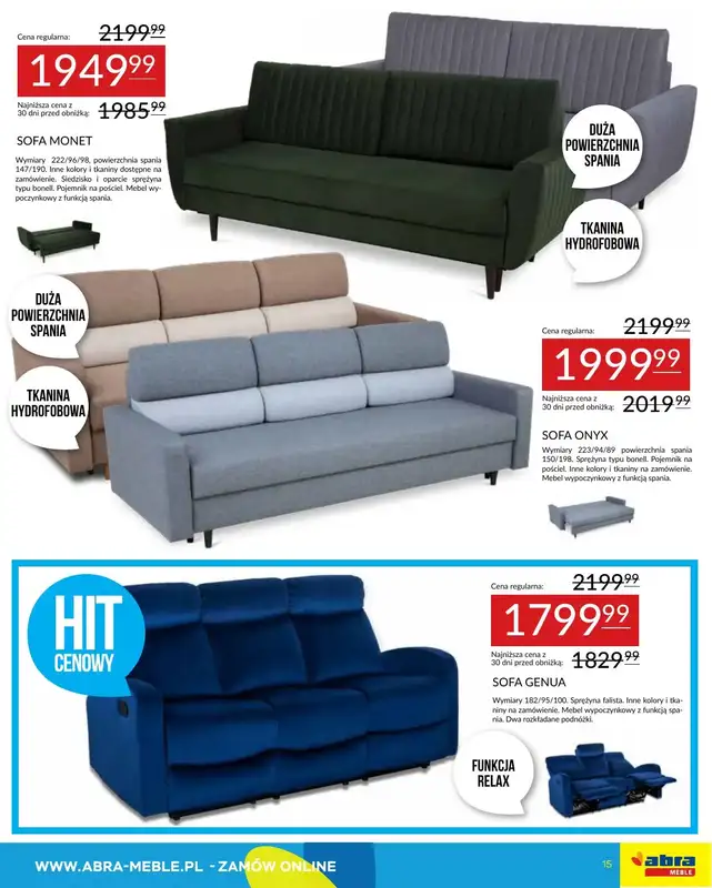 Abra Meble - gazetka promocyjna Gazetka od wtorku 15.04 do poniedziałku 28.04 - strona 15