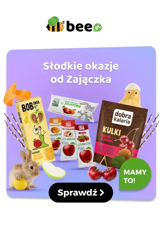 #WIELKANOC - gazetka promocyjna Bee.pl | Słodkie okazje od zajączka od środy 16.04 do niedzieli 20.04