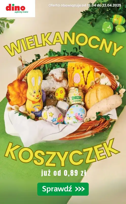 #WIELKANOC - gazetka promocyjna Dino | Wielkanocny koszyczek już od 0,89 zł od czwartku 17.04 do niedzieli 20.04