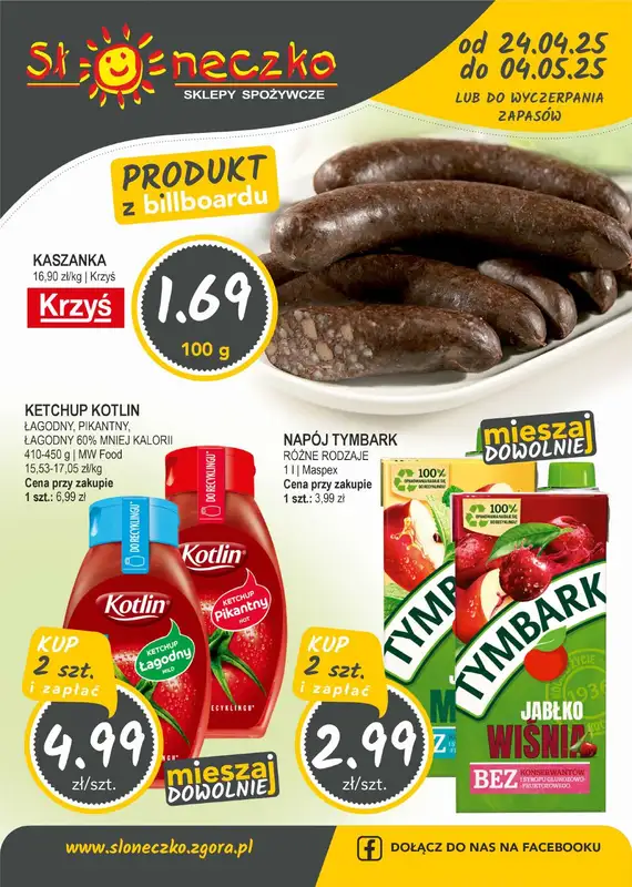 Słoneczko - gazetka promocyjna Gazetka od czwartku 24.04 do niedzieli 04.05