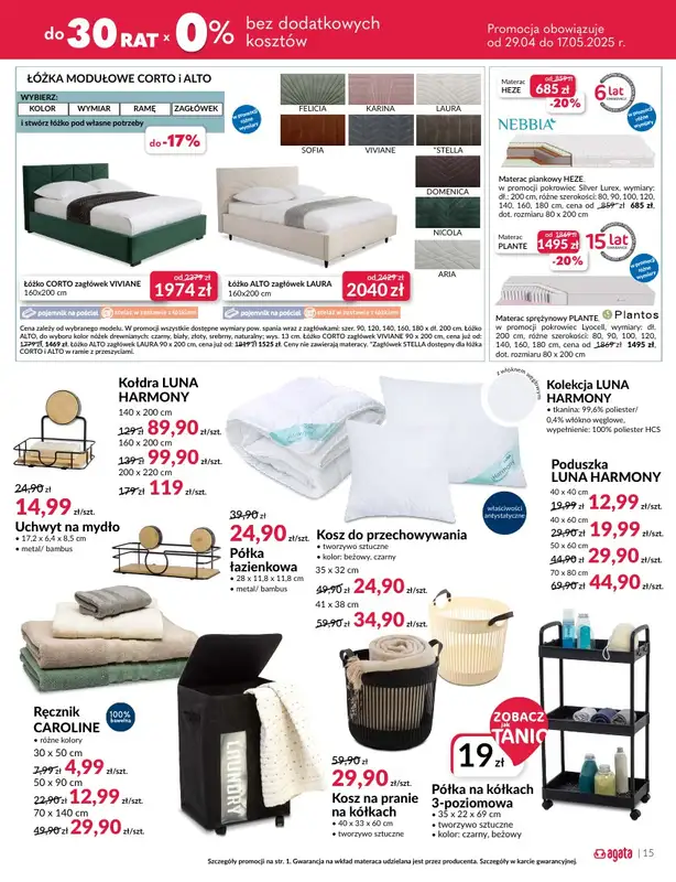 Salony Agata - gazetka promocyjna Gazetka od wtorku 29.04 do soboty 17.05 - strona 15