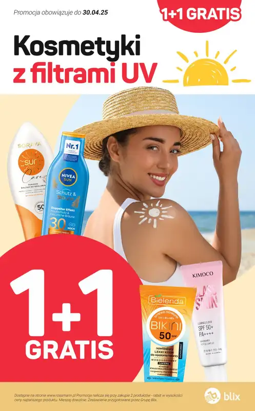 #Majówka - gazetka promocyjna Rossmann | 1+1 GRATIS kosmetyki z filtrami UV! od wtorku 29.04 do środy 30.04