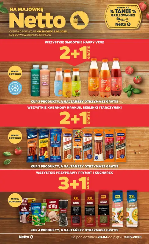 #Majówka - gazetka promocyjna Netto | Promocje na majówkę w Netto! od wtorku 29.04 do piątku 02.05
