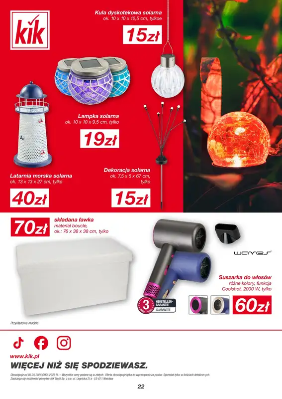KiK - gazetka promocyjna Gazetka od poniedziałku 05.05 do niedzieli 11.05 - strona 22