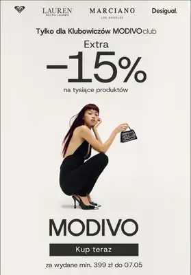 Modivo - gazetka promocyjna Extra -15% na wybrane produkty przy zakupie za min. 399 zł od poniedziałku 05.05 do środy 07.05